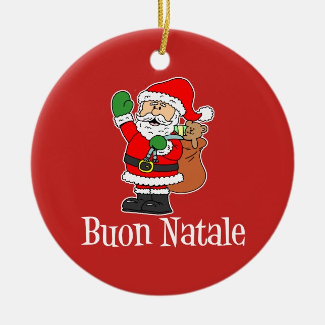 Adorno De Cerámica Buon Natale Santa Ornament (Frente)