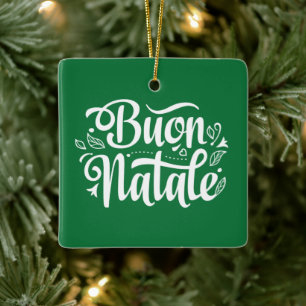 Adorno De Cerámica Buon Natale Simple Green