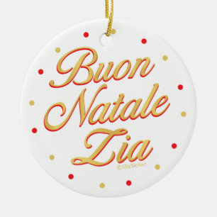 Adorno De Cerámica Buon Natale Zia oro blanco personalizado rojo