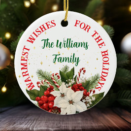 Adorno De Cerámica Buquet de Poinsettia Personalizado