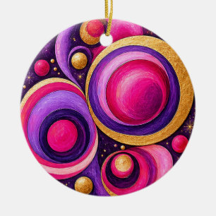 Adorno De Cerámica Burbuja Cósmica Magenta Patrón Abstracto