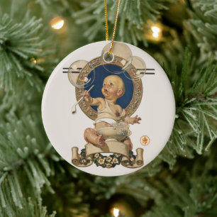 Adorno De Cerámica Burbujas de Bebé Vintage por J.C. Leyendecker Nurs