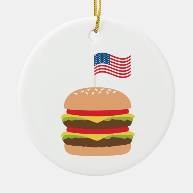 Adorno De Cerámica Burger estadounidense (Frente)