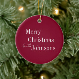 Adorno De Cerámica Burgundy Merry Christmas