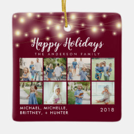 Adorno De Cerámica Burgundy String Lights 8 Photo Holiday