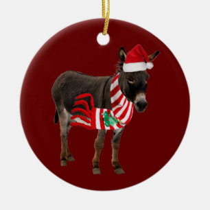 Adorno De Cerámica Burro con Navidades Gorras Scaft