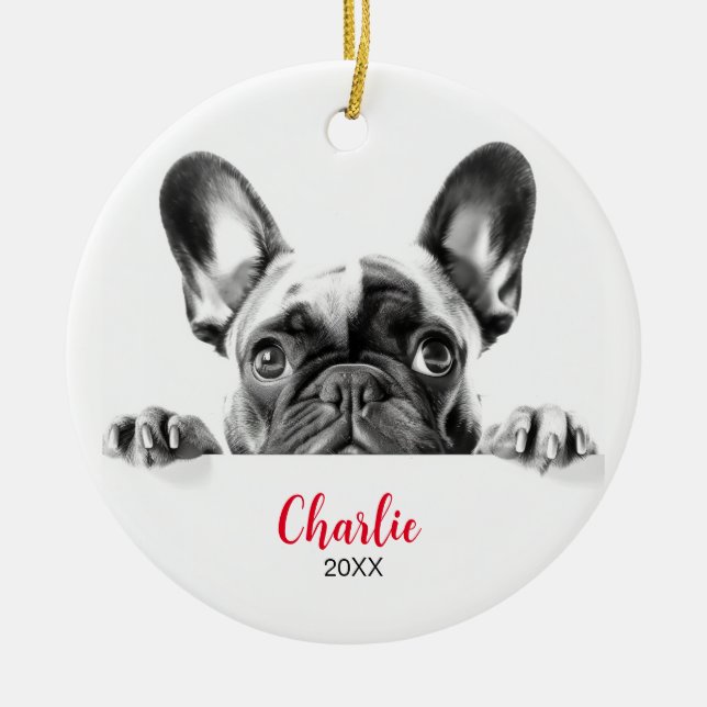 Adorno De Cerámica Búsqueda personalizada de Bulldog francés (Frente)