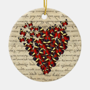 Adorno De Cerámica Butterfies románticos del vintage