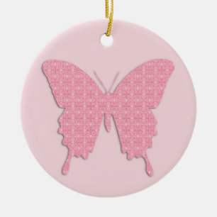 Adorno De Cerámica Butterfly in wallpaper print - light pink