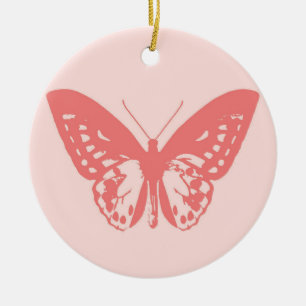 Adorno De Cerámica Butterfly sketch, coral pink