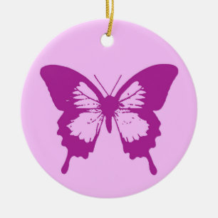 Adorno De Cerámica Butterfly sketch, ice pink & amethyst purple