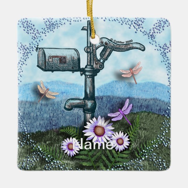 Adorno De Cerámica Buzón de correo antiguo (Anverso)