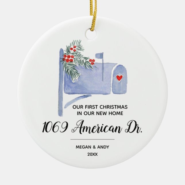 Adorno De Cerámica Buzón de correo Nuestra primera Navidad en nuestro (Frente)