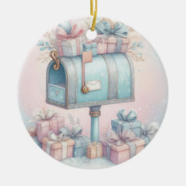 Adorno De Cerámica Buzón de correo y regalos de Navidad Pastel 8