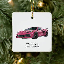 Adorno De Cerámica C8 Corvette Coche deportivo Mano rosa dibujado