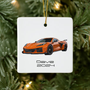 Adorno De Cerámica C8 Corvette Naranja de coches deportivos mano desa