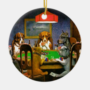 Adorno De Cerámica C. M. Coolidge Perros Mascotas Tarjetas de Poker D