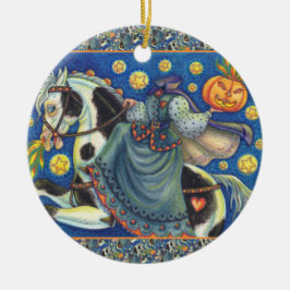 ADORNO DE CERÁMICA CABALLERO SIN CABEZA, LADRILLO EN HALLOWEEN PINTO