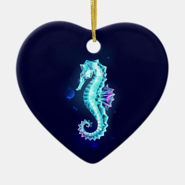 Adorno De Cerámica caballito de mar de hielo de cristal sobre fondo a (Frente)