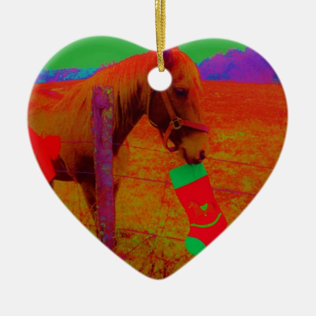 Adorno De Cerámica Caballo arcoiris navidades (Frente)