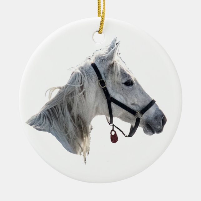 Adorno De Cerámica Caballo blanco (Frente)
