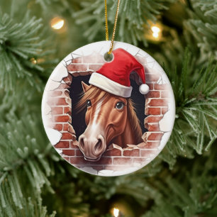 Adorno De Cerámica Caballo con Sombrero de Santa - 3D