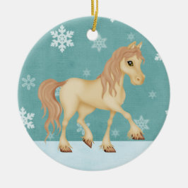 Adorno De Cerámica Caballo crema personalizado ~ Navidades de los bos