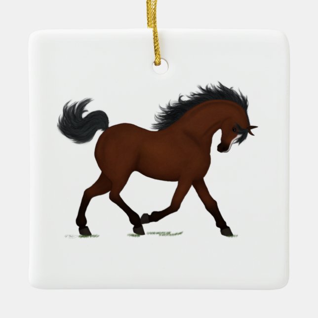 Adorno De Cerámica Caballo de Bahía con Navidades personalizados desc (Anverso)