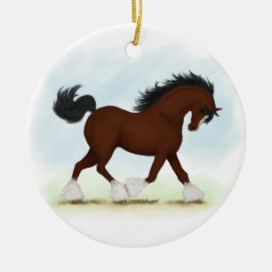 Adorno De Cerámica Caballo de Bay Clydesdale