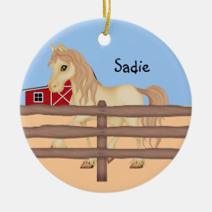 Adorno De Cerámica Caballo de Brown en granja