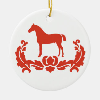 Adorno De Cerámica Caballo de Damasco rojo y blanco