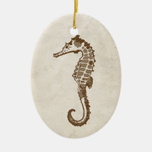 Adorno De Cerámica Caballo de mar Vintage