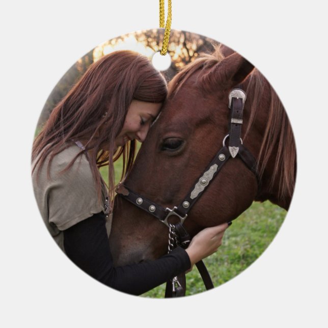 Adorno De Cerámica Caballo de Navidades con citas personalizadas (Frente)