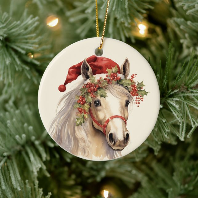 Adorno De Cerámica Caballo de Navidades de Woodland agrega acuarela d (Árbol)