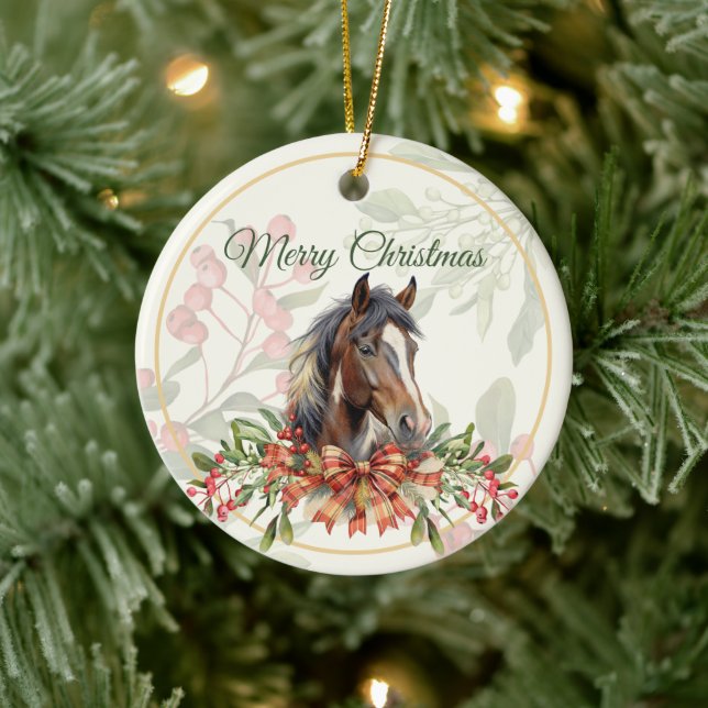 Adorno De Cerámica Caballo de Navidades elegantes (Árbol)