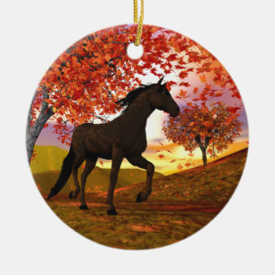 Adorno De Cerámica Caballo de otoño
