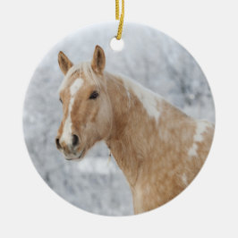 Adorno De Cerámica Caballo de Palomino en la nieve