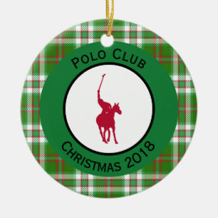 Adorno De Cerámica Caballo de polo rojo