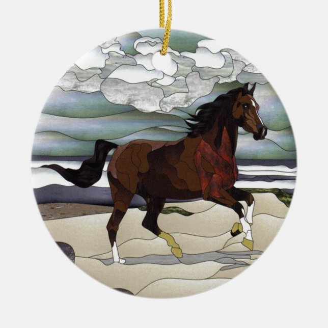 Adorno De Cerámica Caballo del vitral (Frente)