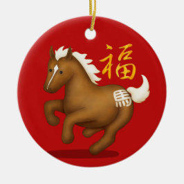 Adorno De Cerámica Caballo del Zodiaco "Fortuna" Año Nuevo Chino Pers