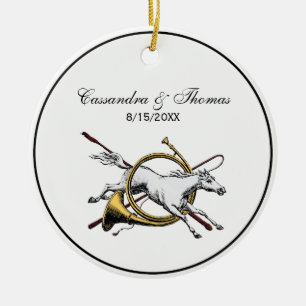 Adorno De Cerámica Caballo ecuestre preppy saltando a través del colo