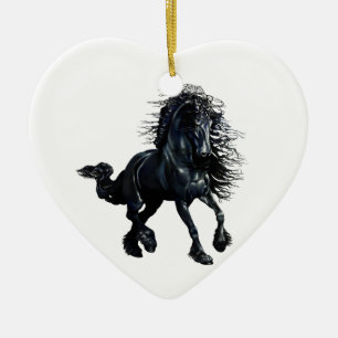 Adorno De Cerámica Caballo frisio, belleza negra del semental