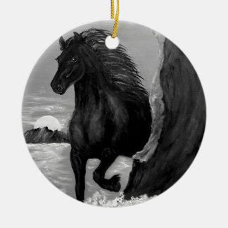 Adorno De Cerámica Caballo frisio en la resaca