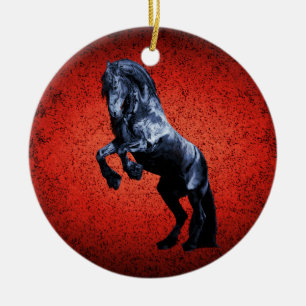 Adorno De Cerámica Caballo frisón, estallido de belleza negro, dibujo