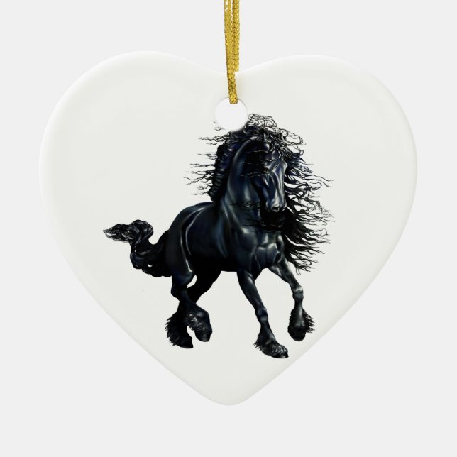 Adorno De Cerámica Caballo frisón, estallido negro (Frente)
