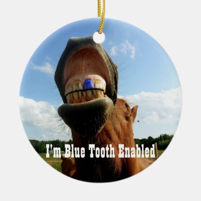 Adorno De Cerámica Caballo habilitado para diente azul (Frente)