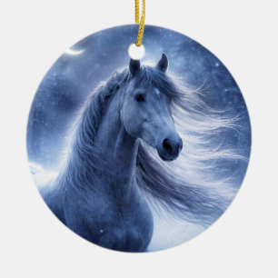 Adorno De Cerámica Caballo Hermoso en la Noche Navidad Yule