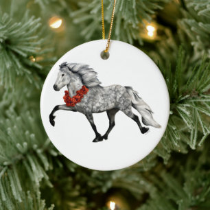 Adorno De Cerámica Caballo islandés de Navidad