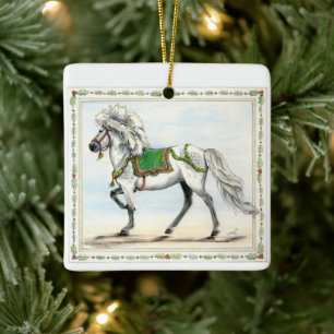 Adorno De Cerámica Caballo islandés de Navidad Frey Jol