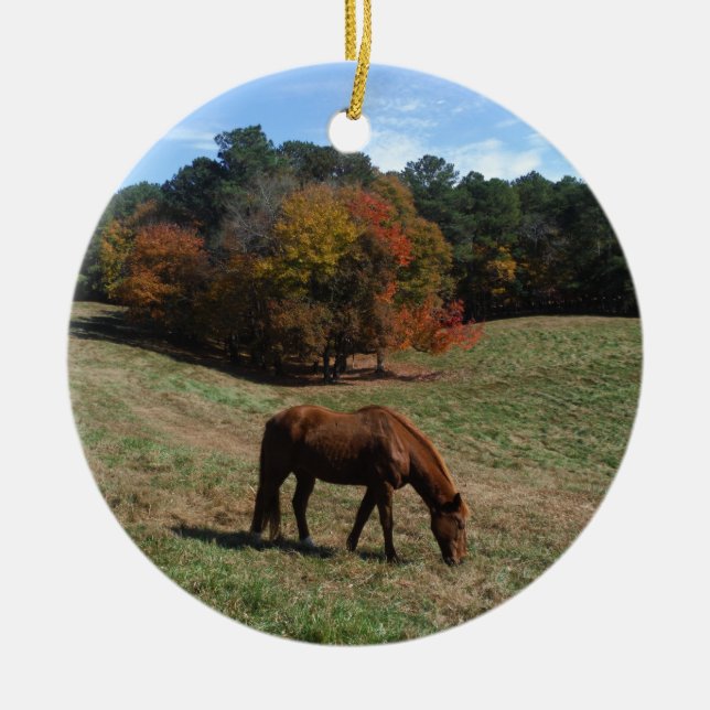 Adorno De Cerámica Caballo marrón con árboles caídos (Frente)